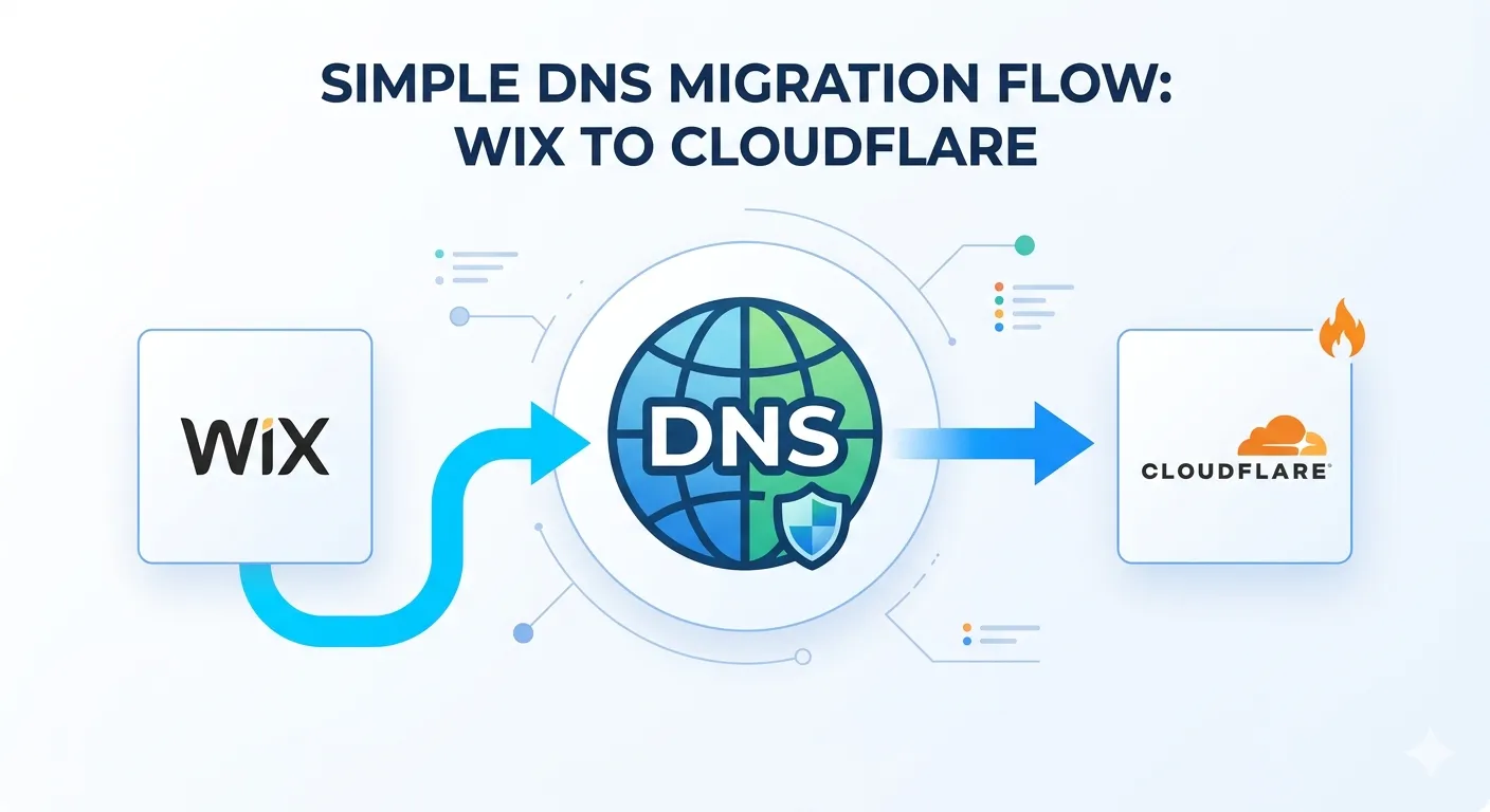 DNS settings showing nameserver configuration between Wix and Cloudflare