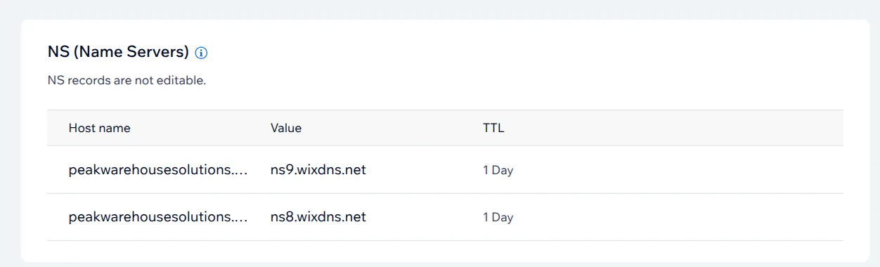 Wix DNS showing old nameserver records that won't update